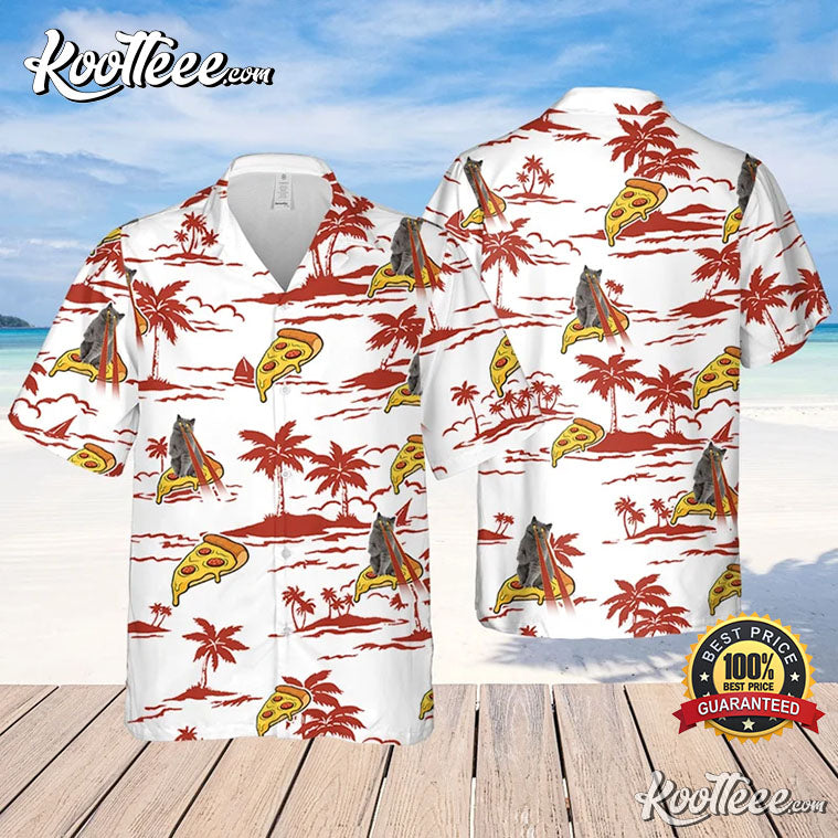 Pizza Cat Beach Pattern Hawaiian Shirt