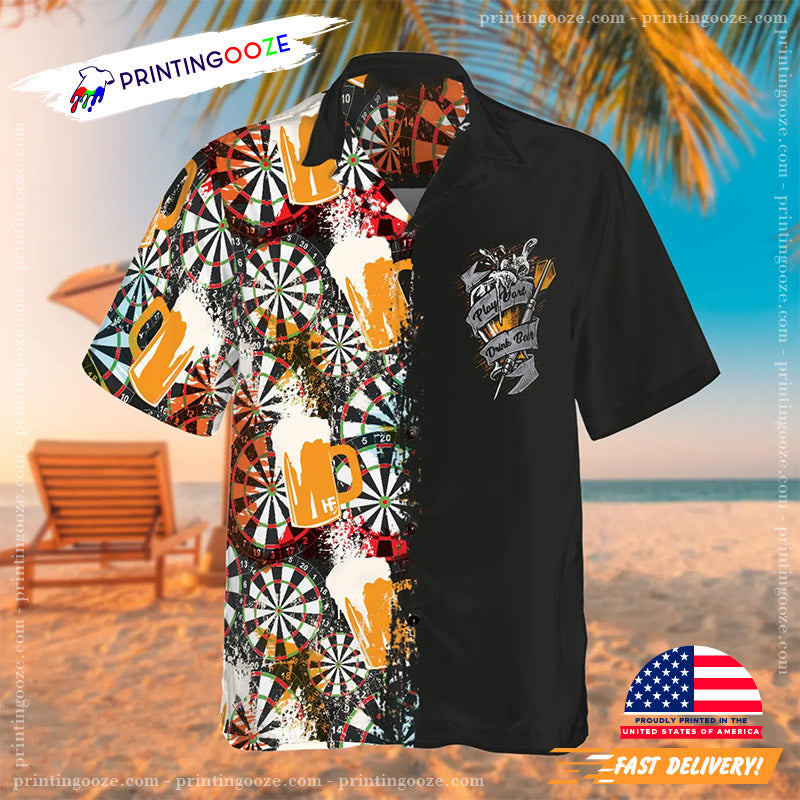 Play Dart And Drink Beer Happy Beer Day Hawaiian Shirt