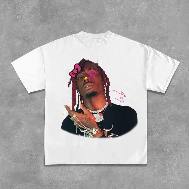 Playboi Kitty Cute Pink Super Star Signature King Vamp Tshirt Casual Graphic Rap Tee Cotton Top Streetwear