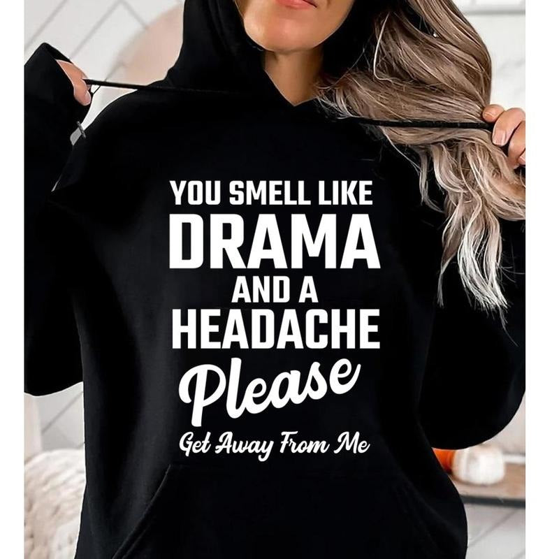 Please Get Away from Me, Funny Hoodie Casual Street Style Fleece Fabric Pullover Hooded Sweatshirt for Women for Men, Perfect Gift