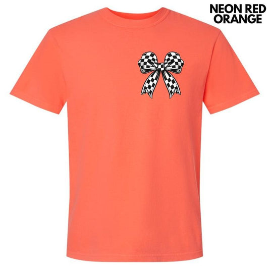 Pocket Size - Black Checkered Bow Comfort Colors T-Shirt 'NLB' Hoodie, Sweatshirt | InkThreadWorks.com