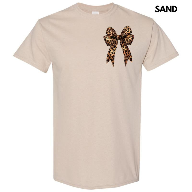 Pocket Size -Big Leopard Bow Gildan Short Sleeve T-Shirt 'NLB' Hoodie, Sweatshirt | InkThreadWorks.com