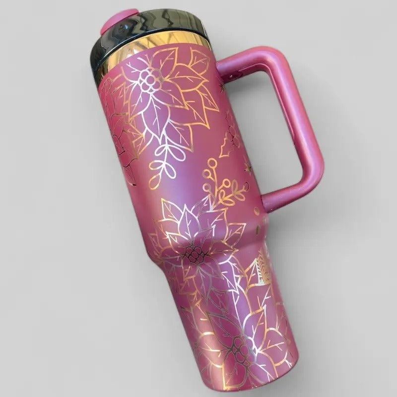 Poinsettia Engraved 40oz Tumbler T-Shirts, Hoodie, Sweatshirt | InkThreadWorks.com