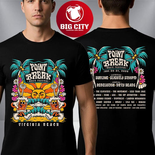 Point Break Festival 2026 Line Up Show At Virginia Beach VA On June 20 21 2026 Two Sided Shirt