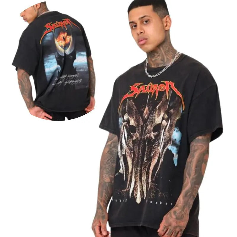 American Thrift X The Lord Of The Rings Sauron T-shirt/Sweatshirt- 50/50 Cotton/Polyester Blend Unisex Classic Fit Classic Style for Fans - Menswear