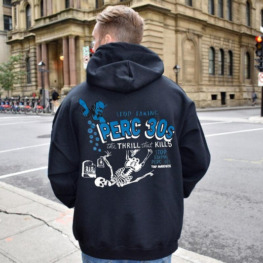 STOP TAKING PERC 30s Tee Menswear Hoodie, Hoodie For Man And Woman Graphic Casual Crew Neck Long Sleeve 50/50 Cotton/Polyester Blend Unisex Classic Fit Retro