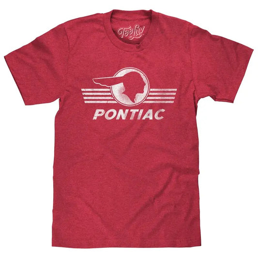 Pontiac Distressed Headdress Logo T-Shirt - Red Hoodie, Sweatshirt | InkThreadWorks.com