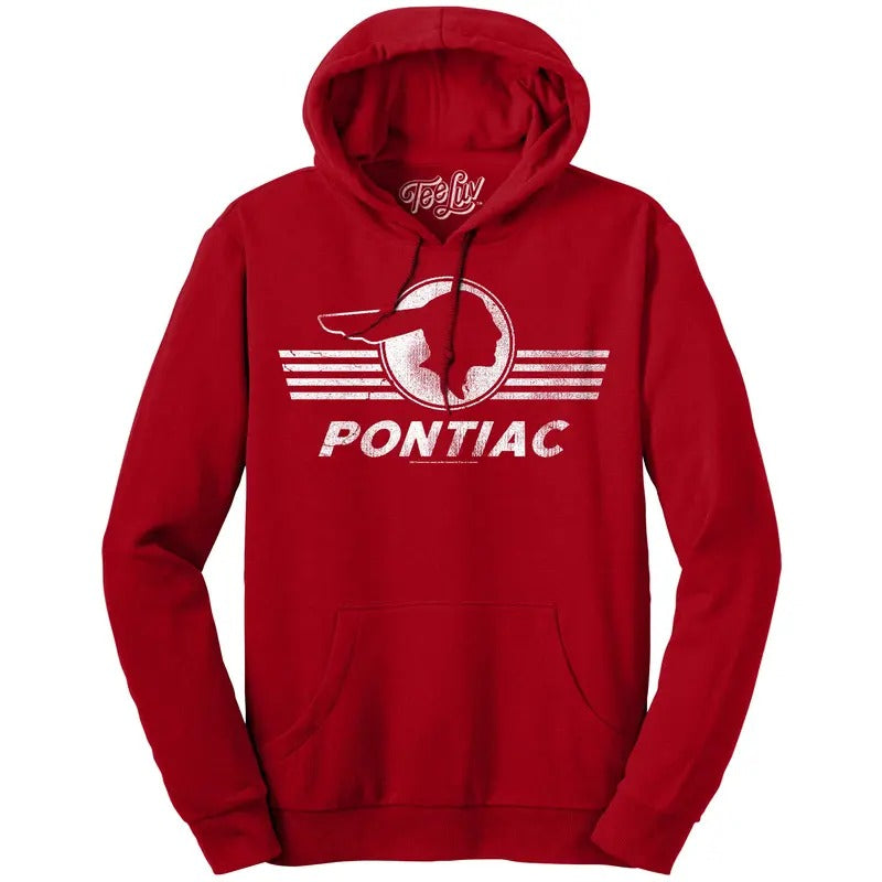 Pontiac Logo Hooded Sweatshirt - Red T-Shirts, Hoodie | InkThreadWorks.com