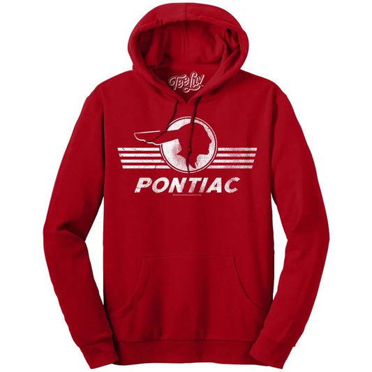 Pontiac Logo Hooded Sweatshirt - Red T-Shirts, Hoodie | InkThreadWorks.com