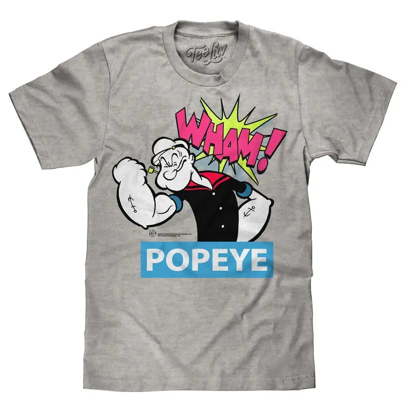 Popeye Big and Tall T-Shirt - Silver Gray Hoodie, Sweatshirt | InkThreadWorks.com