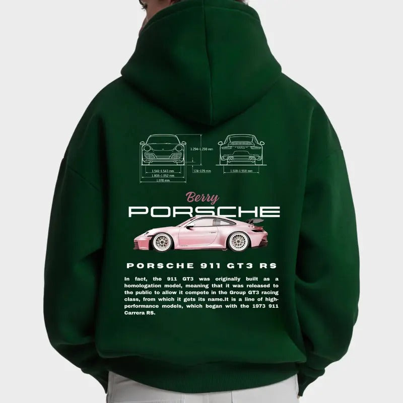 Porsche 911 GT3 RS-Pink Berry Hoodie, Unisex, Menswear, Street Racing Shirt, Car Hoodie, Boyfriend Gift Sweatshirt