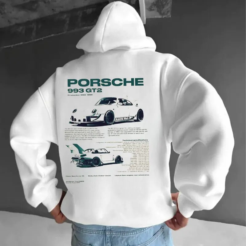 Porsche 993 GT2 Hoodie Light, Unisex, Menswear, Street Racing Shirt, Car Hoodie, Boyfriend Gift Sweatshirt