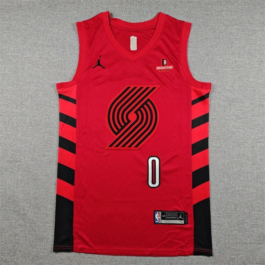 Portland Trail Blazers #0 Damian Lillard Trail Blazers 0 Red Statement Edition Style 2
