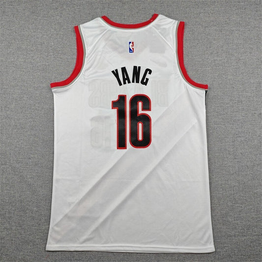 Portland Trail Blazers #16 Yang Trail Blazers 16 White Style 1
