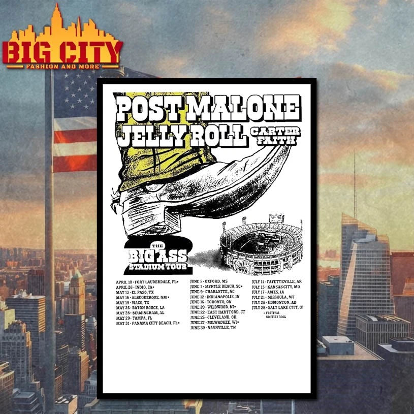 Post And Malone and Jelly And Roll The Big ASS Stadium Tour Part 2 2026 t-shirt