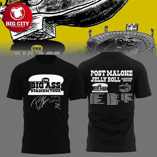Post Malone THE BIG ASS STADIUM TOUR 2026 Black Two Sided Shirt