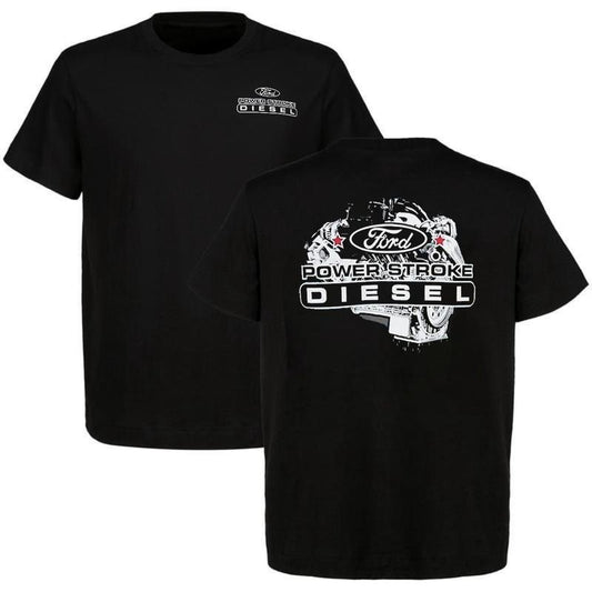 Power Stroke Ford 2-sided T-shirt Car Parts Graphic Tee Ford Shirt For Car Enthusiast, Menswear Car Parts Short Sleeve