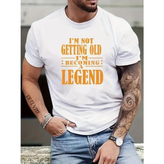 Powerful Slogan Print, Men's Graphic Design Crew Neck T-shirt, Casual Comfy Tees T-shirts For Summer, Men's Clothing Tops Made In USA