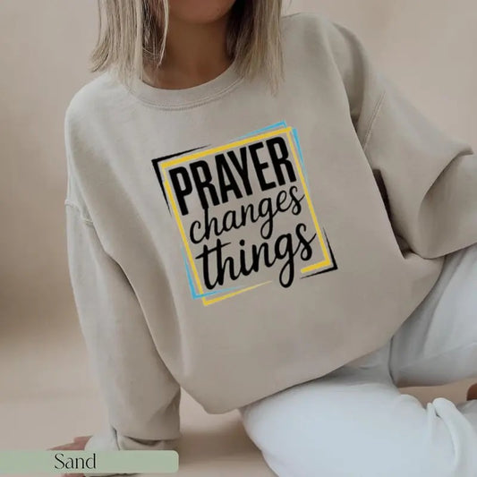 Prayer Changes Things Sweatshirt Casual Street Style Fleece Fabric Crewneck Pullover Sweatshirt Tops Trendy for Unisex,...