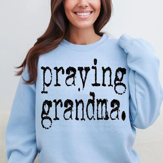 Praying Grandma DTF Transfers - THIS IS NOT A SHIRT Hoodie, Sweatshirt | InkThreadWorks.com