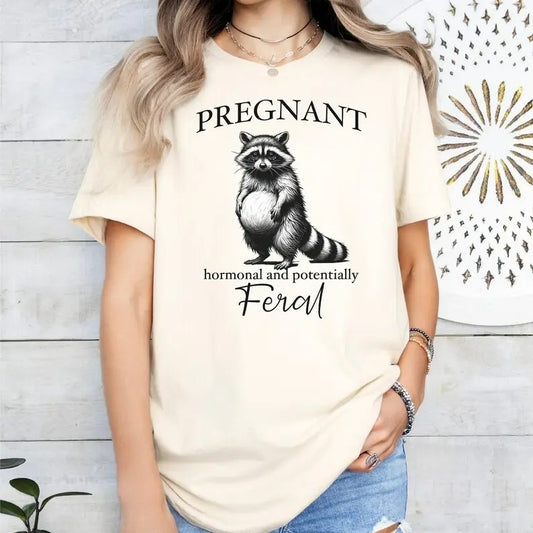 Pregnant Raccoon Shirt Feral Shirt Funny Pregnancy Shirt Im Pregnant Shirt Soon To Be Mom Pregnant Wife Gift Bun In The Oven Maternity Shirt