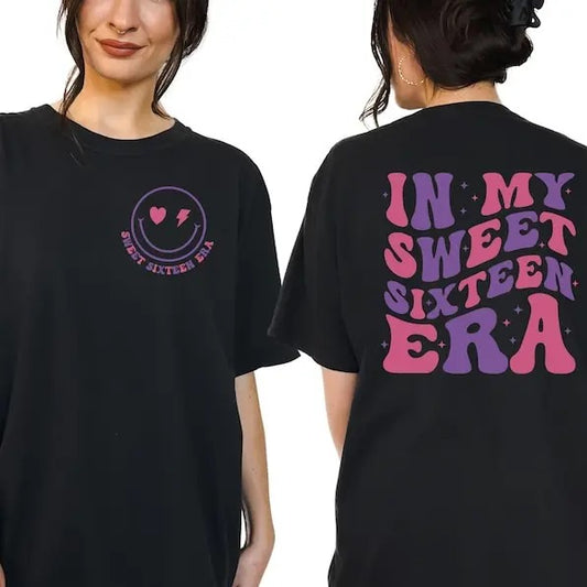 Premium  In My Sweet Sixteen Era Shirt, Sweet 16 Shirt, 16th Birthday Gift, 16 Birthday Party Shirt, Sweet 16 Squad...