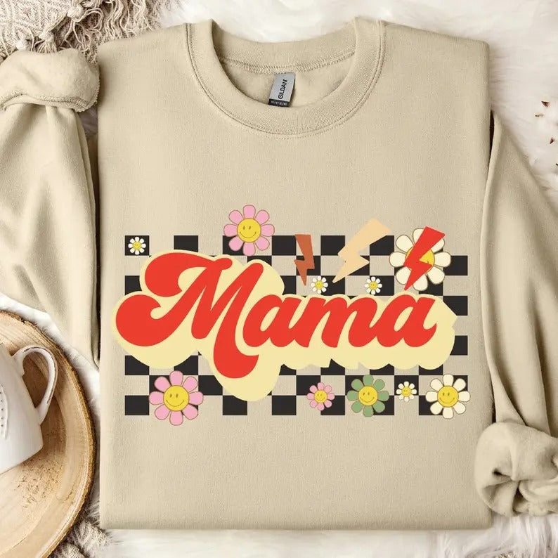 Premium  Retro Mama Sweatshirt & Hoodie, Mother's Day Sweater, Oversized Sweatshirt, Mama Gift Sweatshirt, Gift For Mom,...