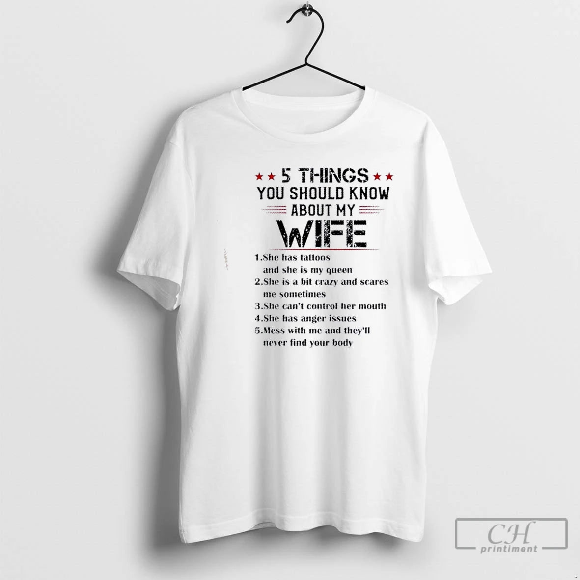 Premium 5 Things You Should Know About My Wife Text T-Shirts, Hoodie, Sweatshirt | InkThreadWorks.com