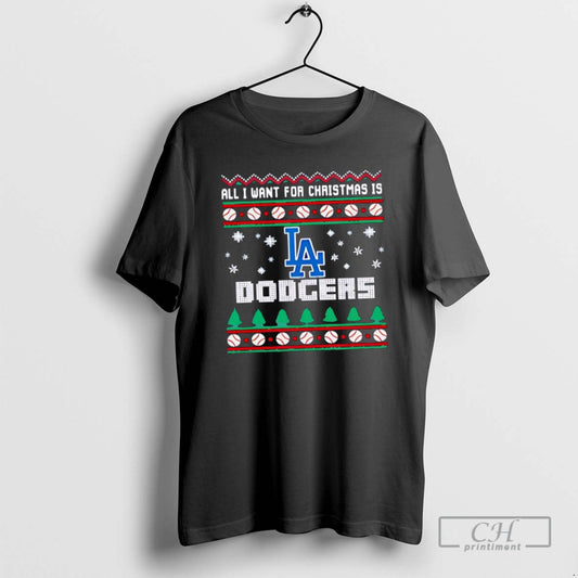 Premium All I Want For Christmas Is Los Angeles Dodgers Shirt Sweater Hoodie, Sweatshirt | InkThreadWorks.com