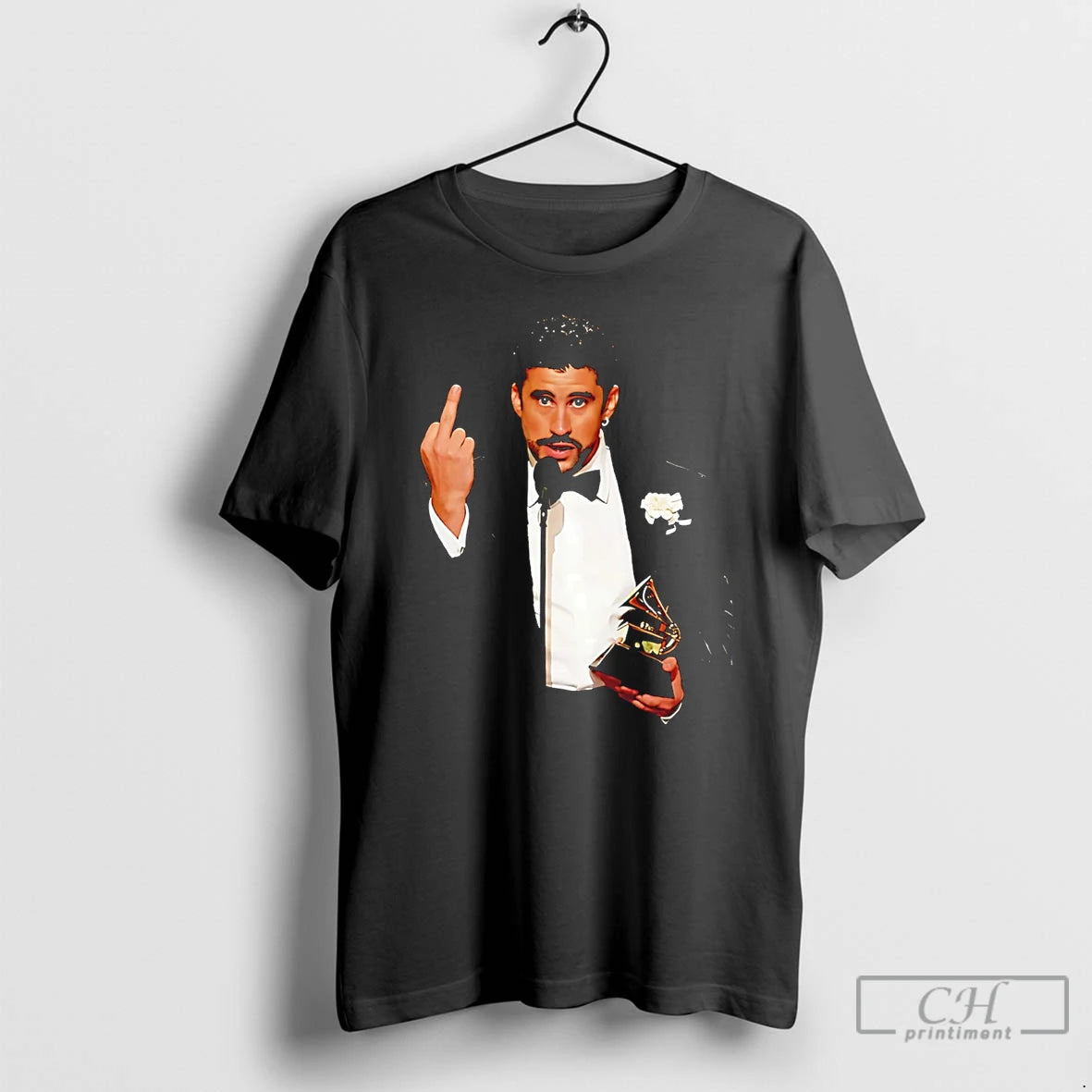 Premium Bad Bunny Grammy 2026 Middle Finger T-Shirts, Hoodie, Sweatshirt | InkThreadWorks.com