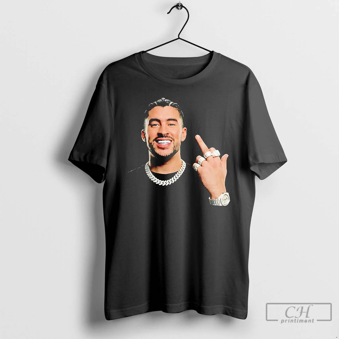 Premium Bad Bunny Middle Finger Diamond 2026 T-Shirts, Hoodie, Sweatshirt | InkThreadWorks.com