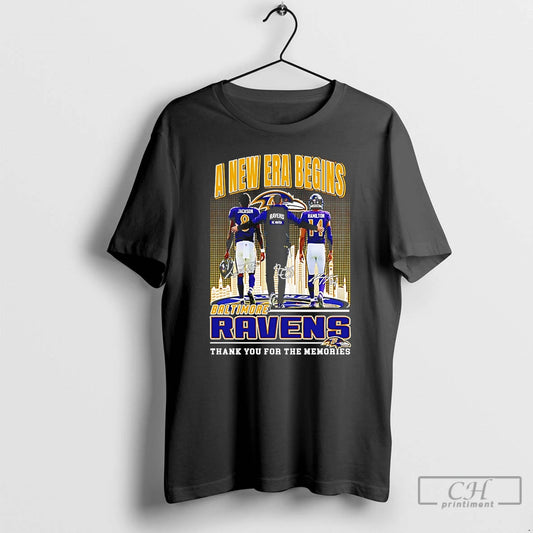 Premium Baltimore Ravens A New Era Begins Thank You For The Memories T Shirts Sweater Hoodie, Sweatshirt | InkThreadWorks.com