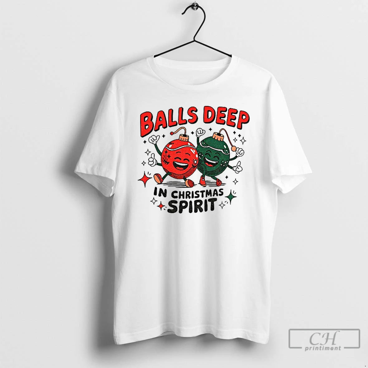 Premium Baubles Balls Deep In Christmas Spirit Merry Christmas T-Shirts, Hoodie, Sweatshirt | InkThreadWorks.com