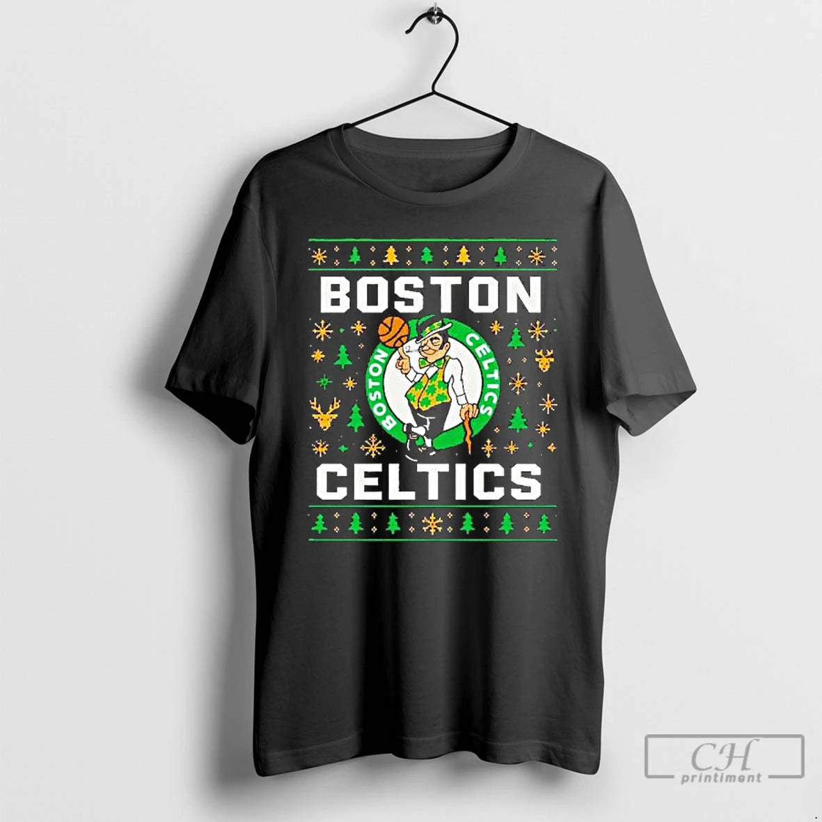 Premium Boston Celtics Basketball Team Ugly Christmas Logo T-Shirts, Hoodie, Sweatshirt | InkThreadWorks.com