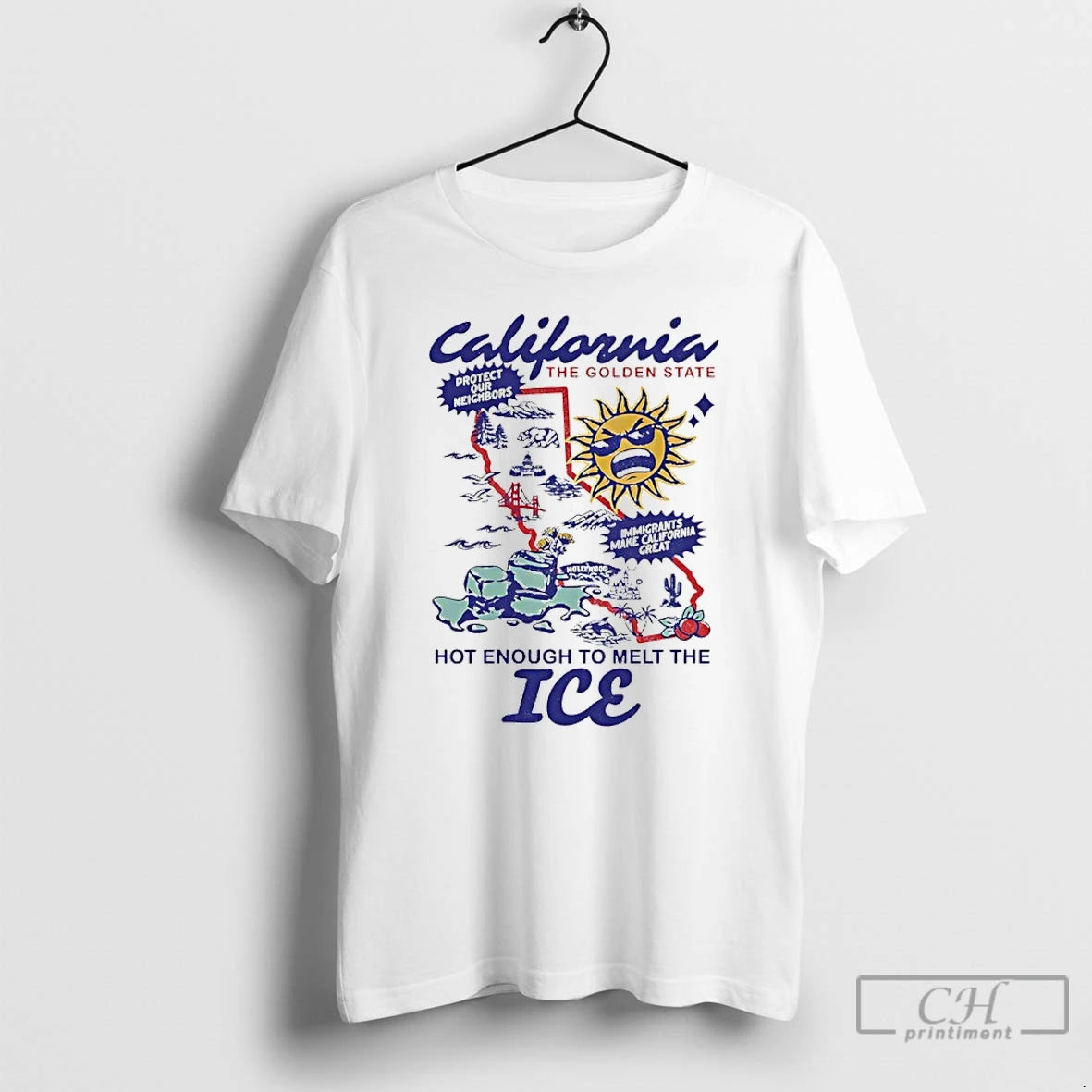 Premium California The Golden State Hot Enough To Melt The Ice 2026 Graphic T Shirts Hoodie, Sweatshirt | InkThreadWorks.com