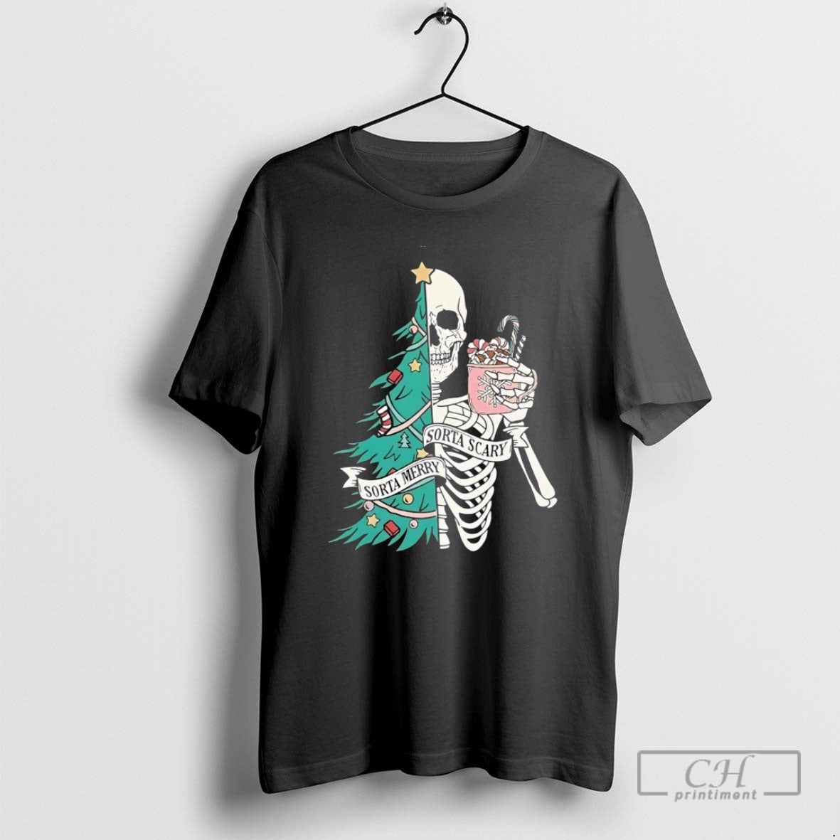 Premium Christmas Sorta Merry Sorta Scary Skeleton Xmas Shirt Sweater Hoodie, Sweatshirt | InkThreadWorks.com