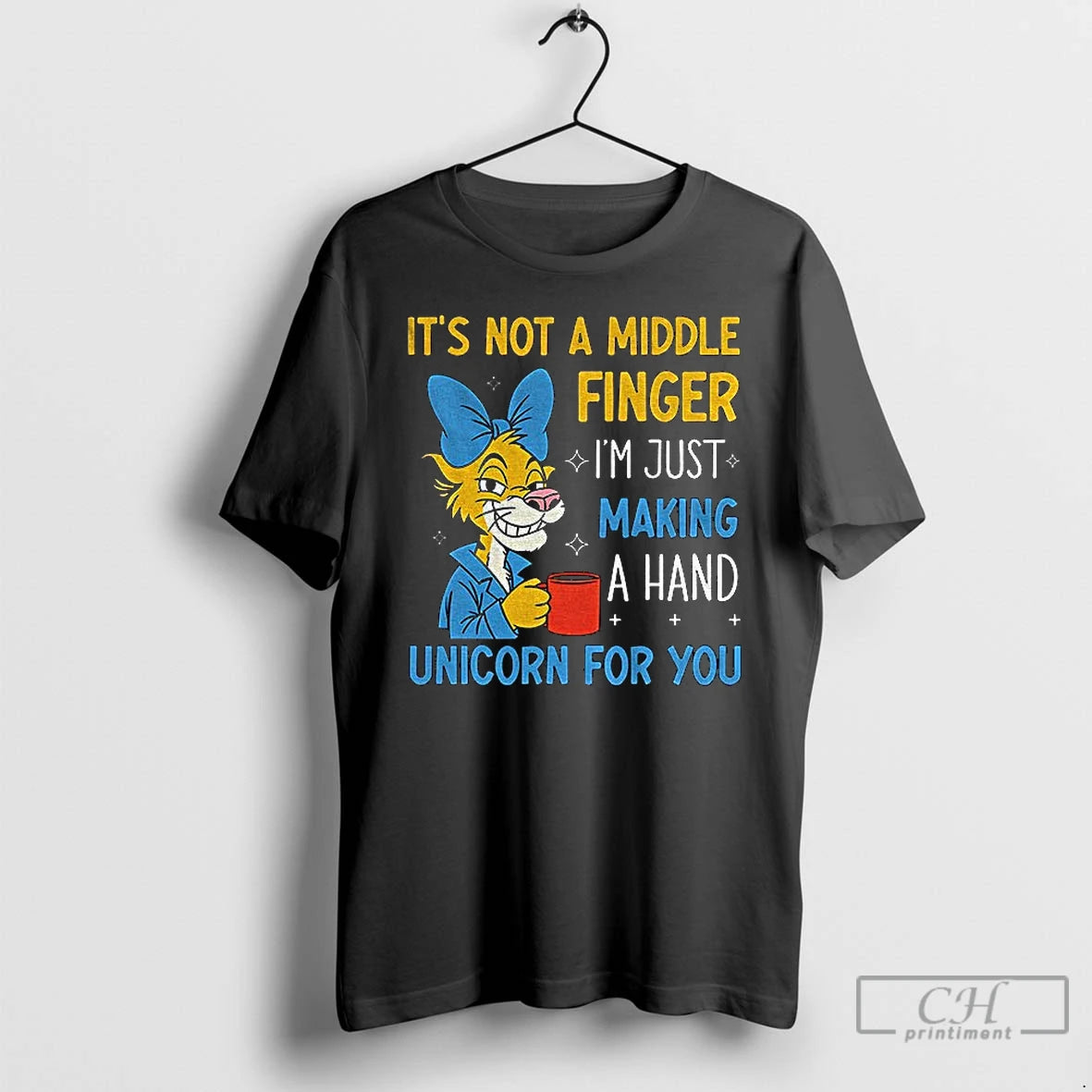 Premium Cute Tiger Its Not A Middle Finger Im Just Making A Hand Unicorn For T-Shirts, Hoodie, Sweatshirt