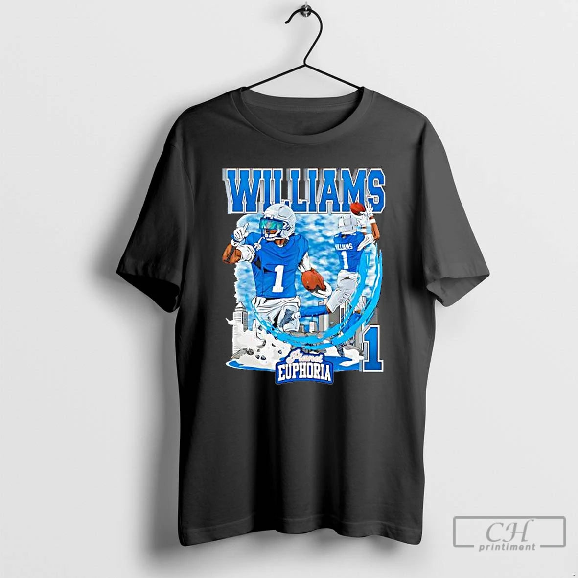 Premium Detroit Lions Jameson Williams 1 Skyline Graphic T-Shirts, Hoodie, Sweatshirt | InkThreadWorks.com