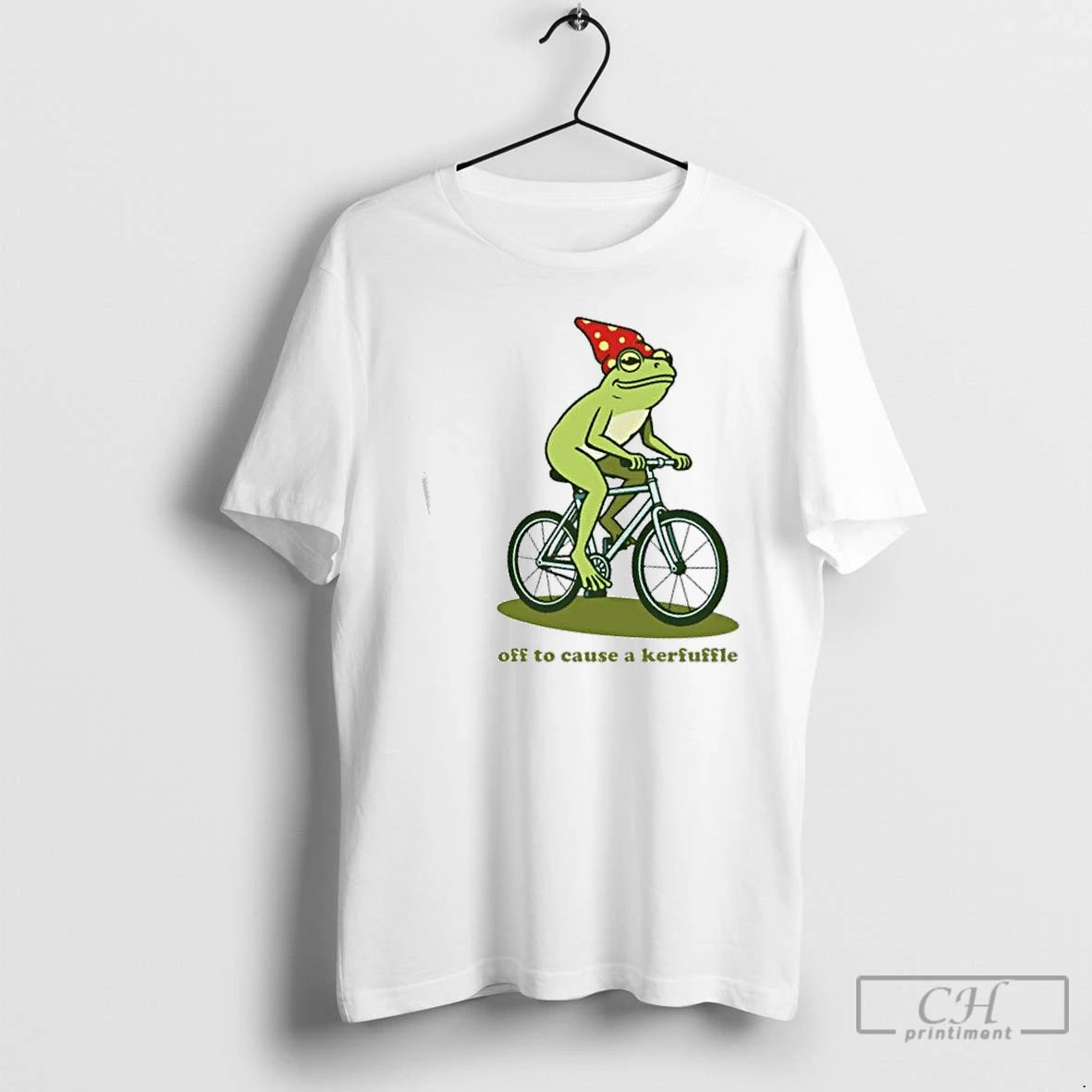 Premium Frog Bike Bicycle Off To Cause A Kerfuffle T-Shirts, Hoodie, Sweatshirt | InkThreadWorks.com