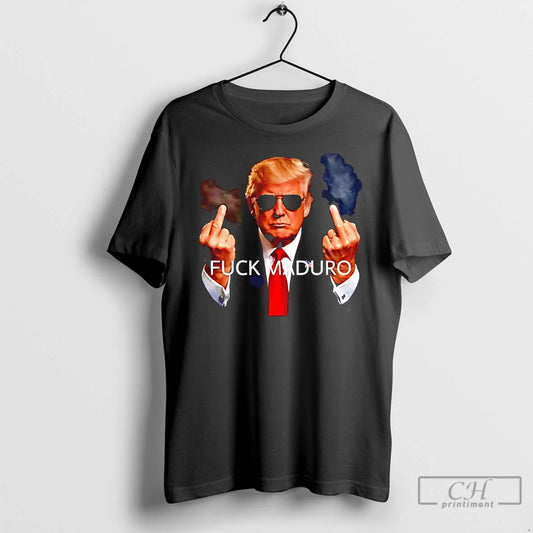 Premium Fuck Nicolas Maduro Moros Donald Trump Middle Finger T-Shirts, Hoodie, Sweatshirt | InkThreadWorks.com