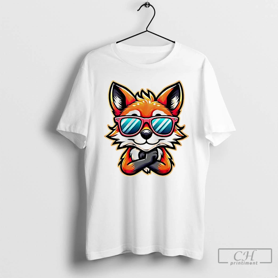 Premium Funky Fox Illustration Cartoon T-Shirts, Hoodie, Sweatshirt | InkThreadWorks.com