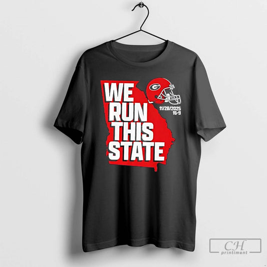 Premium Georgia Bulldogs Football We Run This State 2025 T-Shirts, Hoodie, Sweatshirt | InkThreadWorks.com
