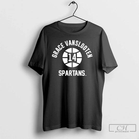 Premium Grace Vanslooten Michigan State Spartans Basketball Name Number 14 Ball T-Shirts, Hoodie, Sweatshirt