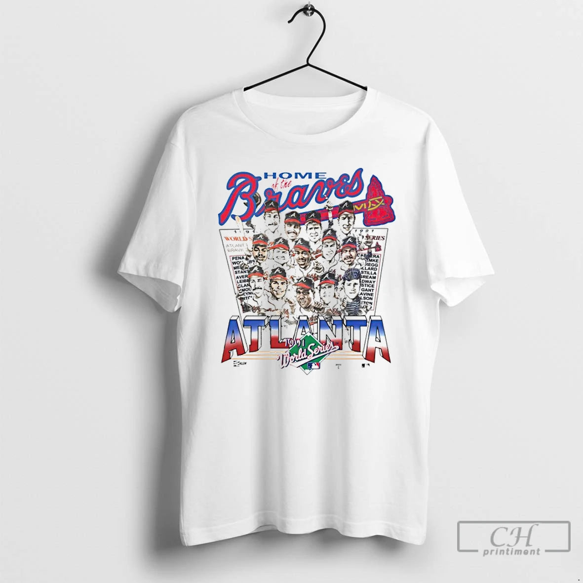 Premium Home Of The Atlanta Braves 1991 World Series Caricature T-Shirts, Hoodie, Sweatshirt | InkThreadWorks.com