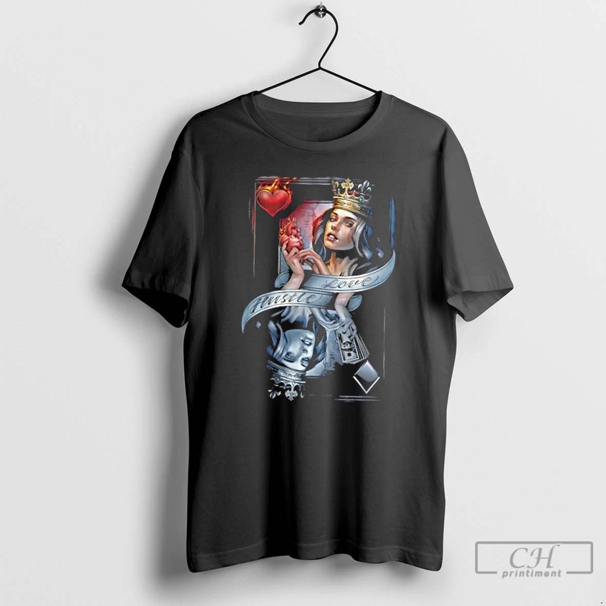 Premium Hustle Love Q Card T-Shirts, Hoodie, Sweatshirt | InkThreadWorks.com