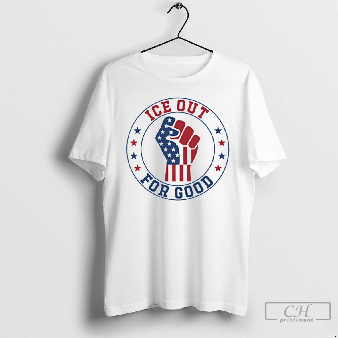 Premium Ice Out For Good Funny Abolish Ice Patriotic Flag Fist Hand T Shirts Sweater Hoodie, Sweatshirt | InkThreadWorks.com