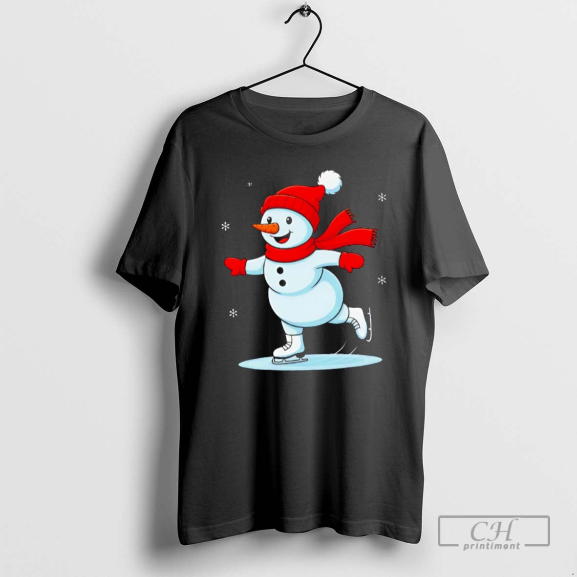 Premium Ice Skating Snowman Christmas Funny Shirt Sweater Hoodie, Sweatshirt | InkThreadWorks.com