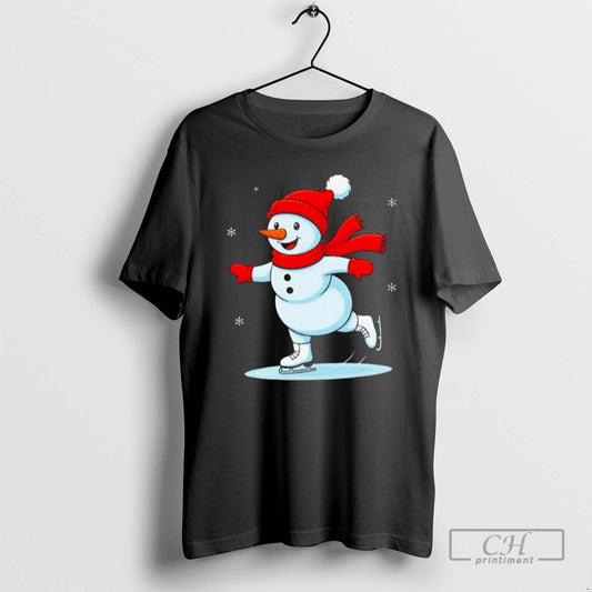 Premium Ice Skating Snowman Christmas Funny Shirt Sweater Hoodie, Sweatshirt | InkThreadWorks.com