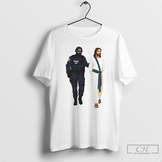 Premium Jesus Arrest Parody Abolish Ice Progressive Political Protest T-Shirts, Hoodie, Sweatshirt | InkThreadWorks.com
