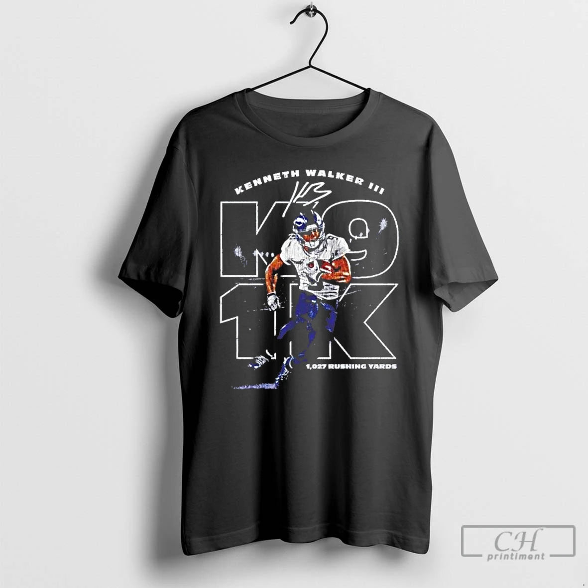 Premium Kenneth Walker Iii 1027 Rushing Yards Signature T-Shirts, Hoodie, Sweatshirt | InkThreadWorks.com